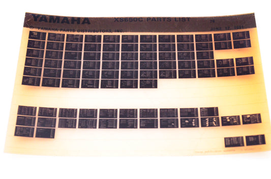 OEM Yamaha XS650C 1981/June 12 '78 Parts List Microfiche