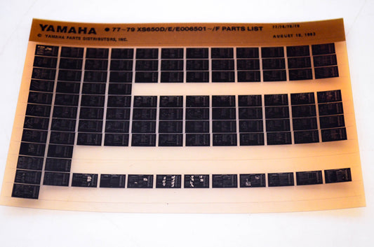 OEM Yamaha XS650D/E/E006501-/F 1983/August 10 '77 - '79 Parts List Microfiche