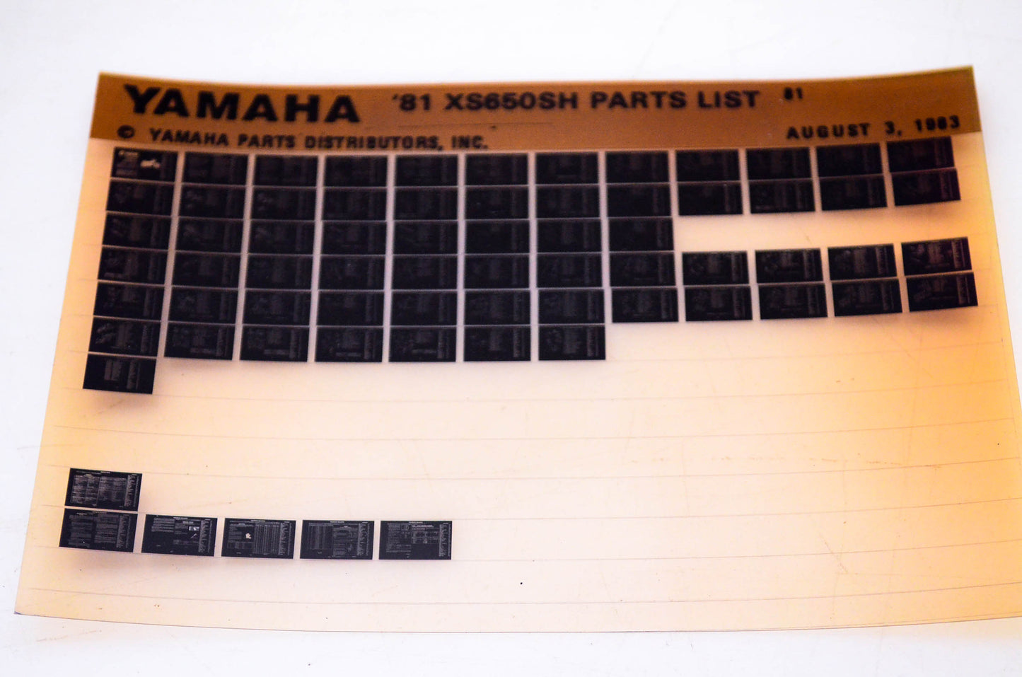 OEM Yamaha XS650SH 1983/August 3 '81 Parts List Microfiche