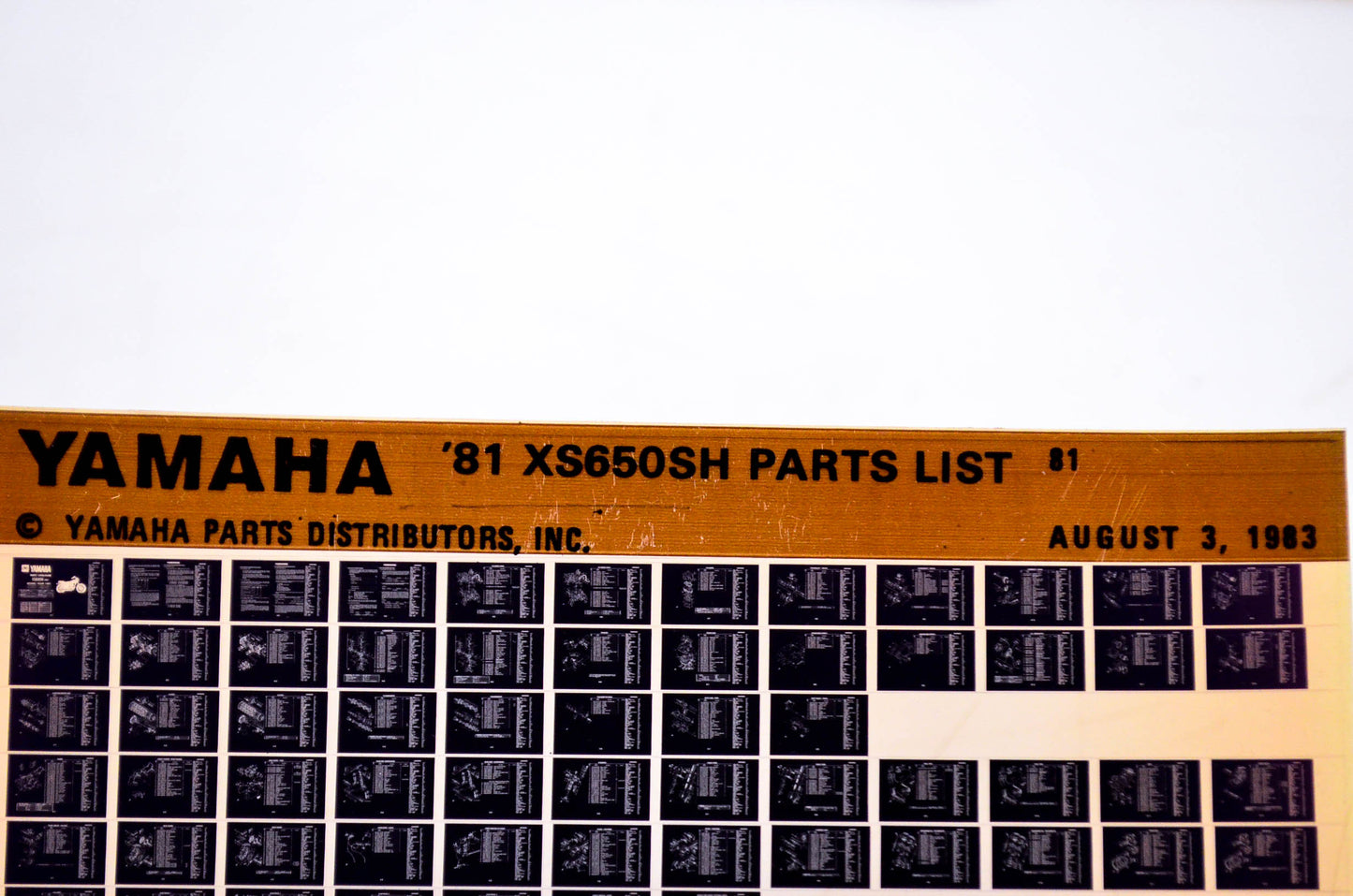 OEM Yamaha XS650SH 1983/August 3 '81 Parts List Microfiche