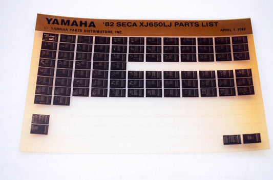 OEM Yamaha XJ650LJ 1982/April 7 '82 Seca Parts List Microfiche
