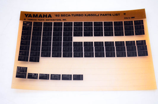 OEM Yamaha XJ650 LJ 1984/February 9 '82 Seca-Turbo Parts List Microfiche