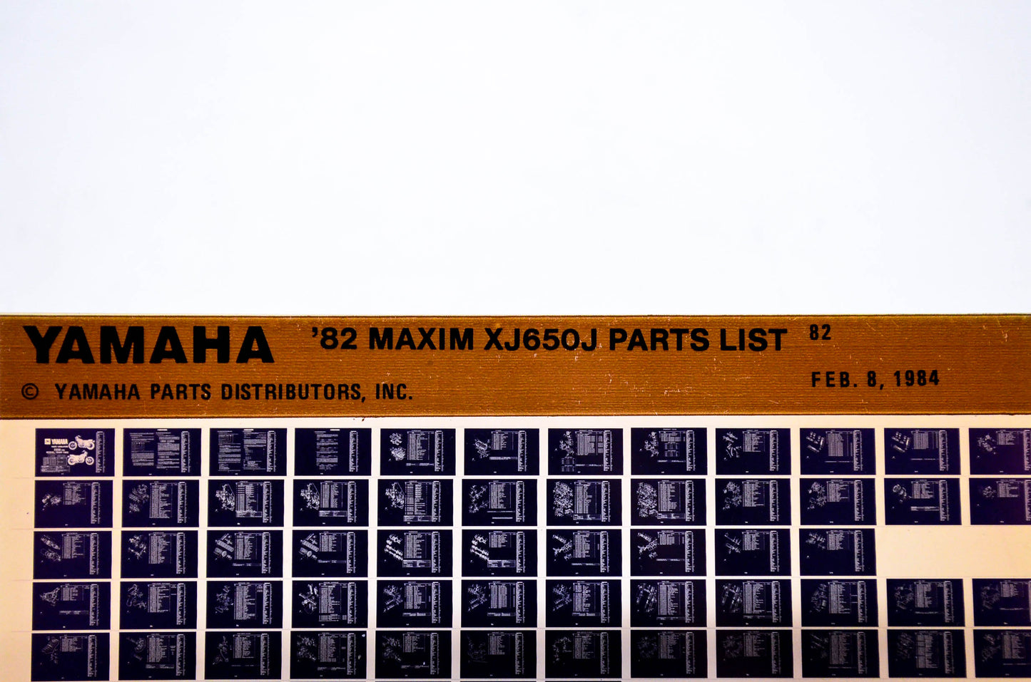 OEM Yamaha XJ650J 1984/February 8 '82 Maxim Parts List Microfiche