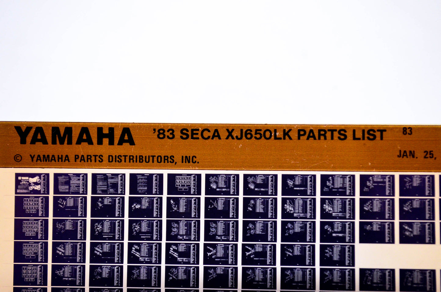 OEM Yamaha XJ650LK 1984/January 25 '83 Seca Parts List Microfiche