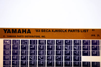 OEM Yamaha XJ650LK 1984/January 25 '83 Seca Parts List Microfiche