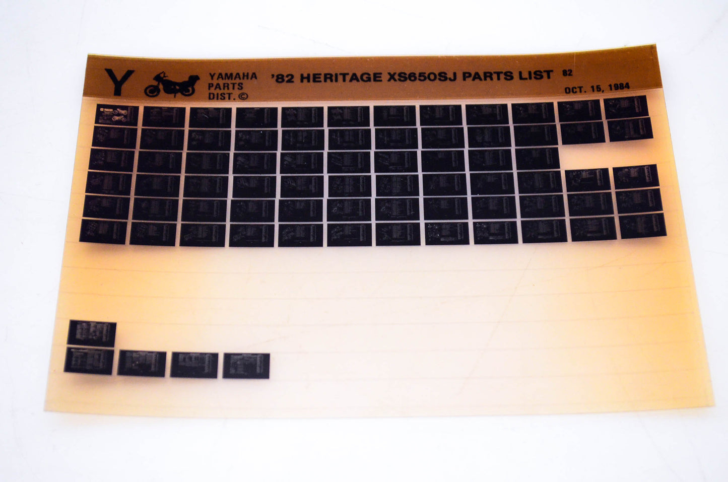 OEM Yamaha XS650SJ 1984/October 15 '82 Heritage Parts List Microfiche
