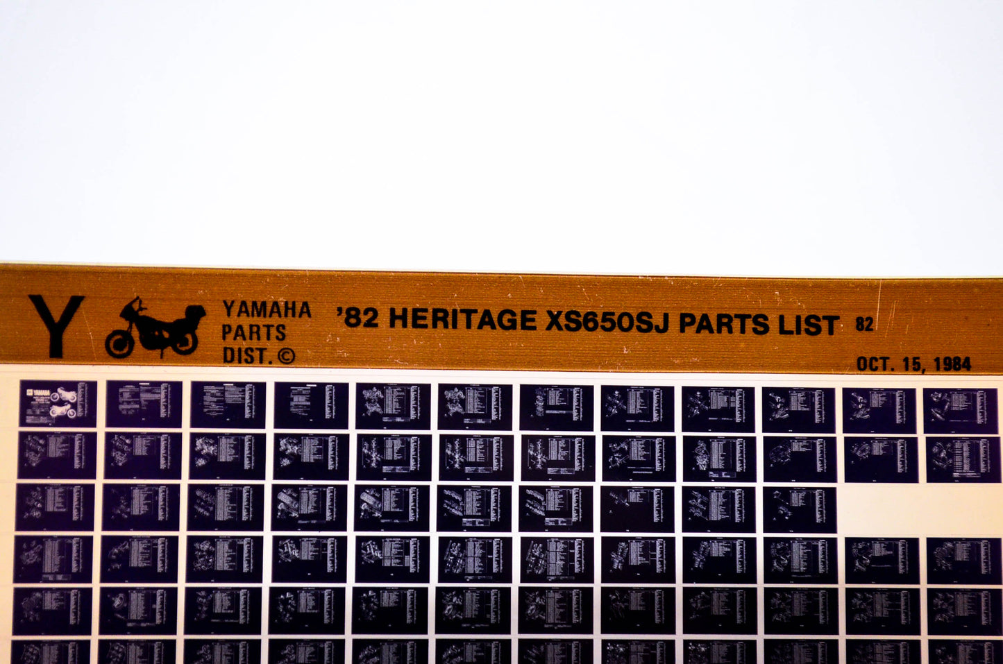 OEM Yamaha XS650SJ 1984/October 15 '82 Heritage Parts List Microfiche