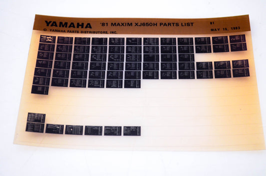 OEM Yamaha XJ650H 1983/May 15 '81 Maxim Parts List Microfiche