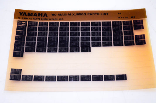 OEM Yamaha XJ650G 1983/May 24 '80 Maxim Parts List Microfiche