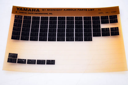 OEM Yamaha XJ650LH 1983/October 10 '81 Midnight Parts List Microfiche