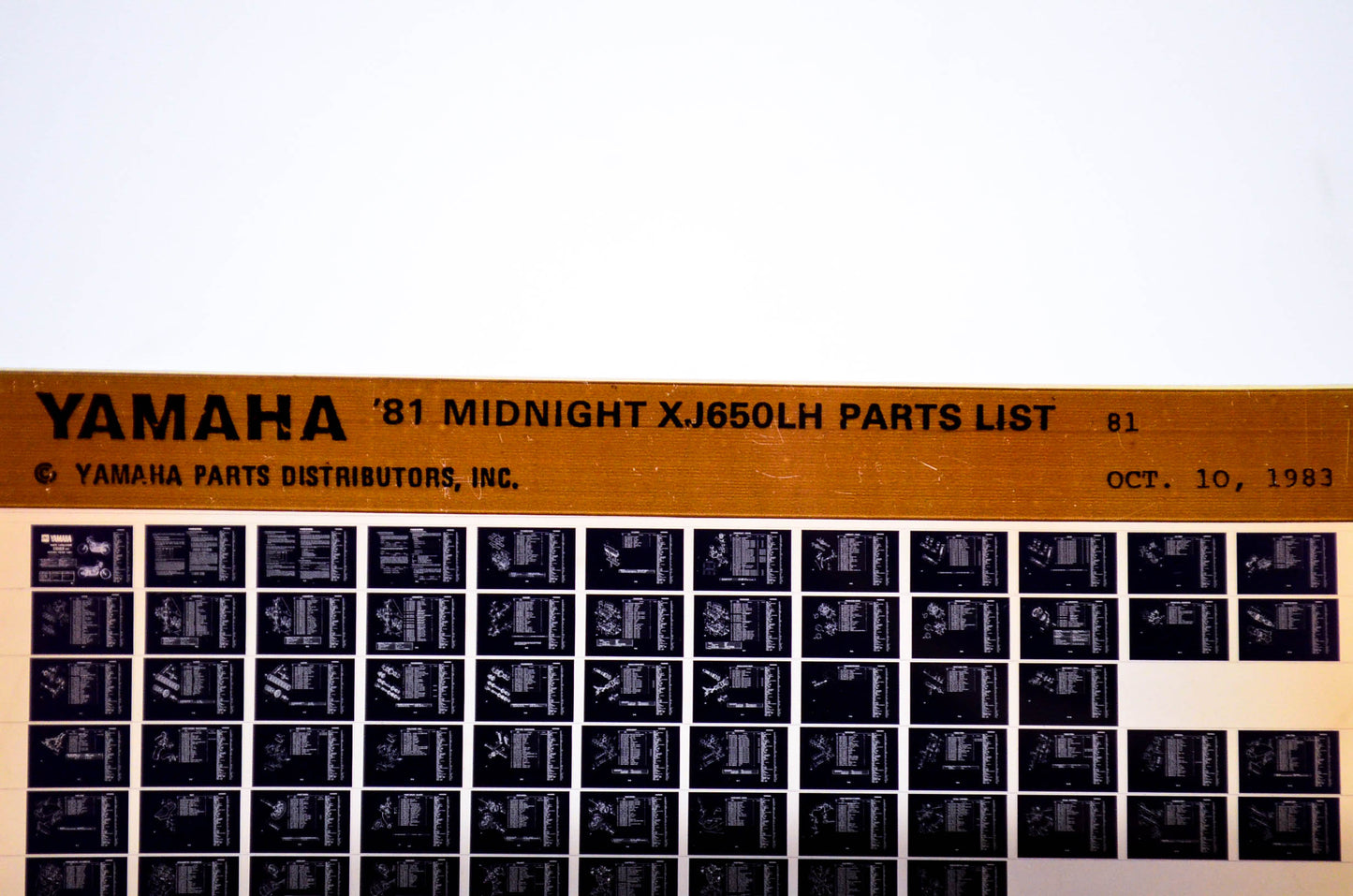 OEM Yamaha XJ650LH 1983/October 10 '81 Midnight Parts List Microfiche