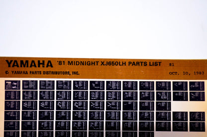 OEM Yamaha XJ650LH 1983/October 10 '81 Midnight Parts List Microfiche