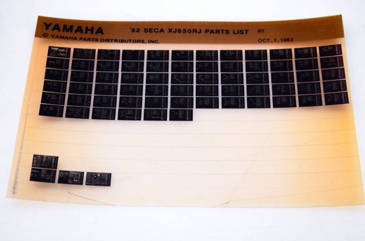 OEM Yamaha XJ650RJ 1983/October 7 '82 Seca Parts List Microfiche