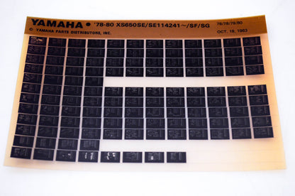 OEM Yamaha XS650SE/SE114241-/SF/SG 1983/October '78 - '80 Parts List Microfiche