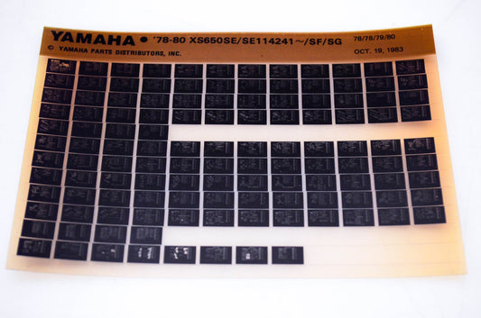 OEM Yamaha XS650SE/SE114241-/SF/SG 1983/October '78 - '80 Parts List Microfiche