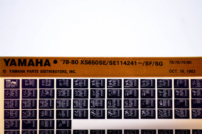 OEM Yamaha XS650SE/SE114241-/SF/SG 1983/October '78 - '80 Parts List Microfiche