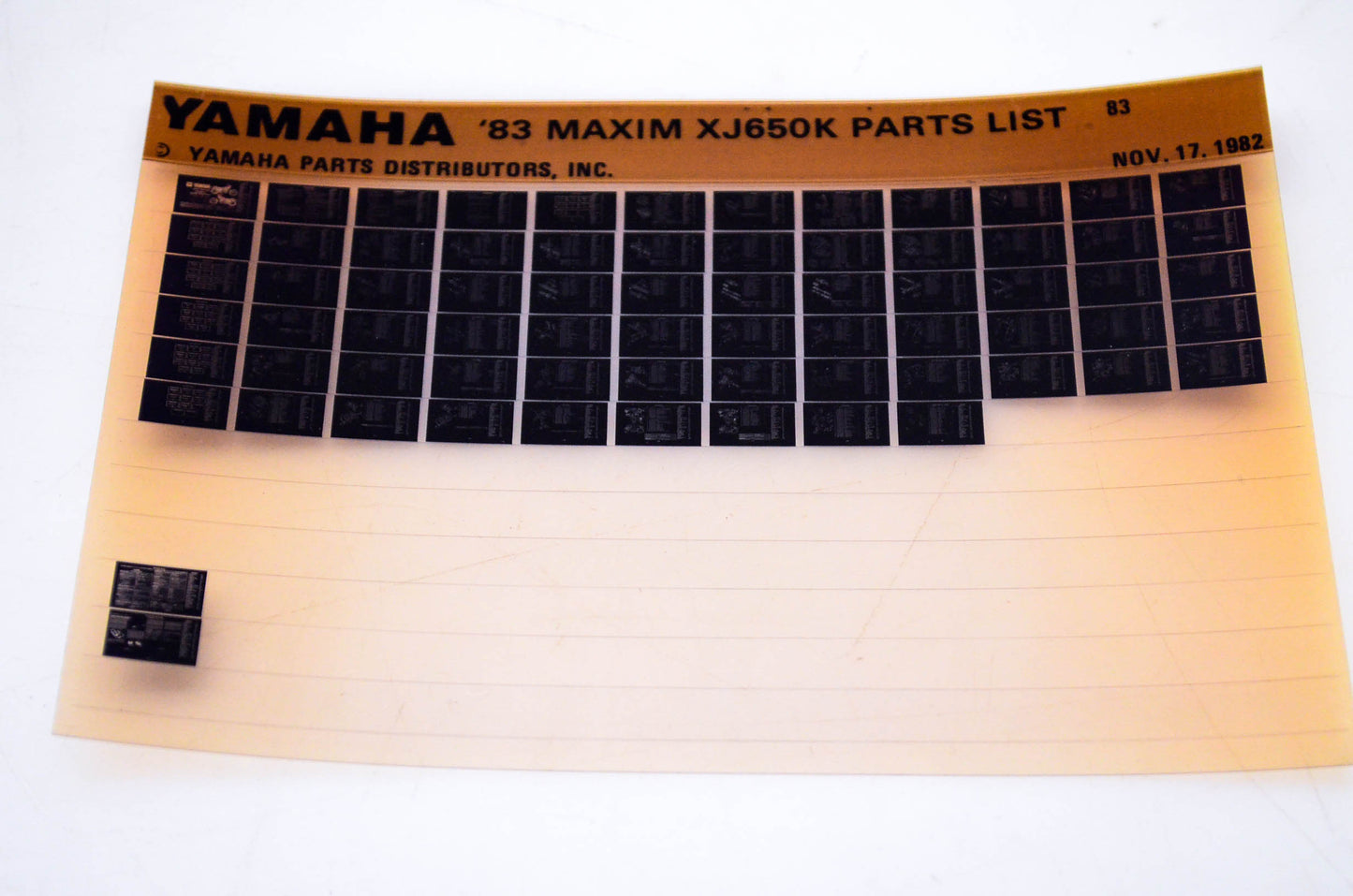 OEM Yamaha XJ650K 1982/November 17 '83 Maxim Parts List Microfiche