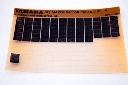 OEM Yamaha XJ650K 1982/November 17 '83 Maxim Parts List Microfiche