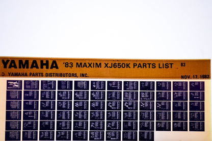 OEM Yamaha XJ650K 1982/November 17 '83 Maxim Parts List Microfiche