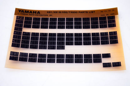 OEM Yamaha XS1/XS1B/XS2/TX650 1980/February 20 '70 - '73 Parts List Microfiche