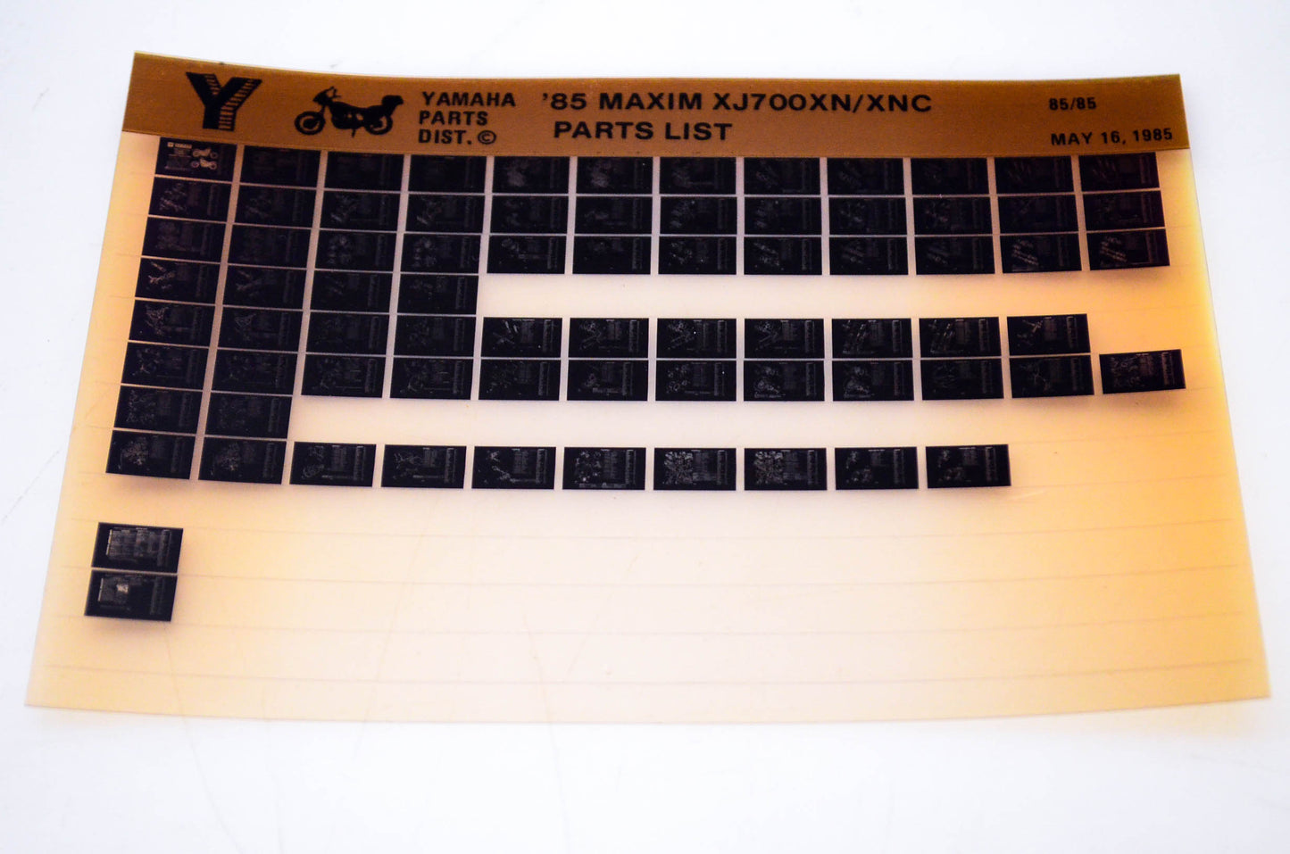 OEM Yamaha XJ700XN/XNC 1985/May 16 '85 Maxim Parts List Microfiche