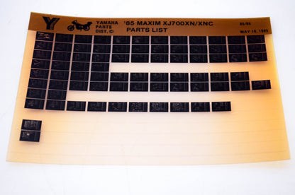 OEM Yamaha XJ700XN/XNC 1985/May 16 '85 Maxim Parts List Microfiche