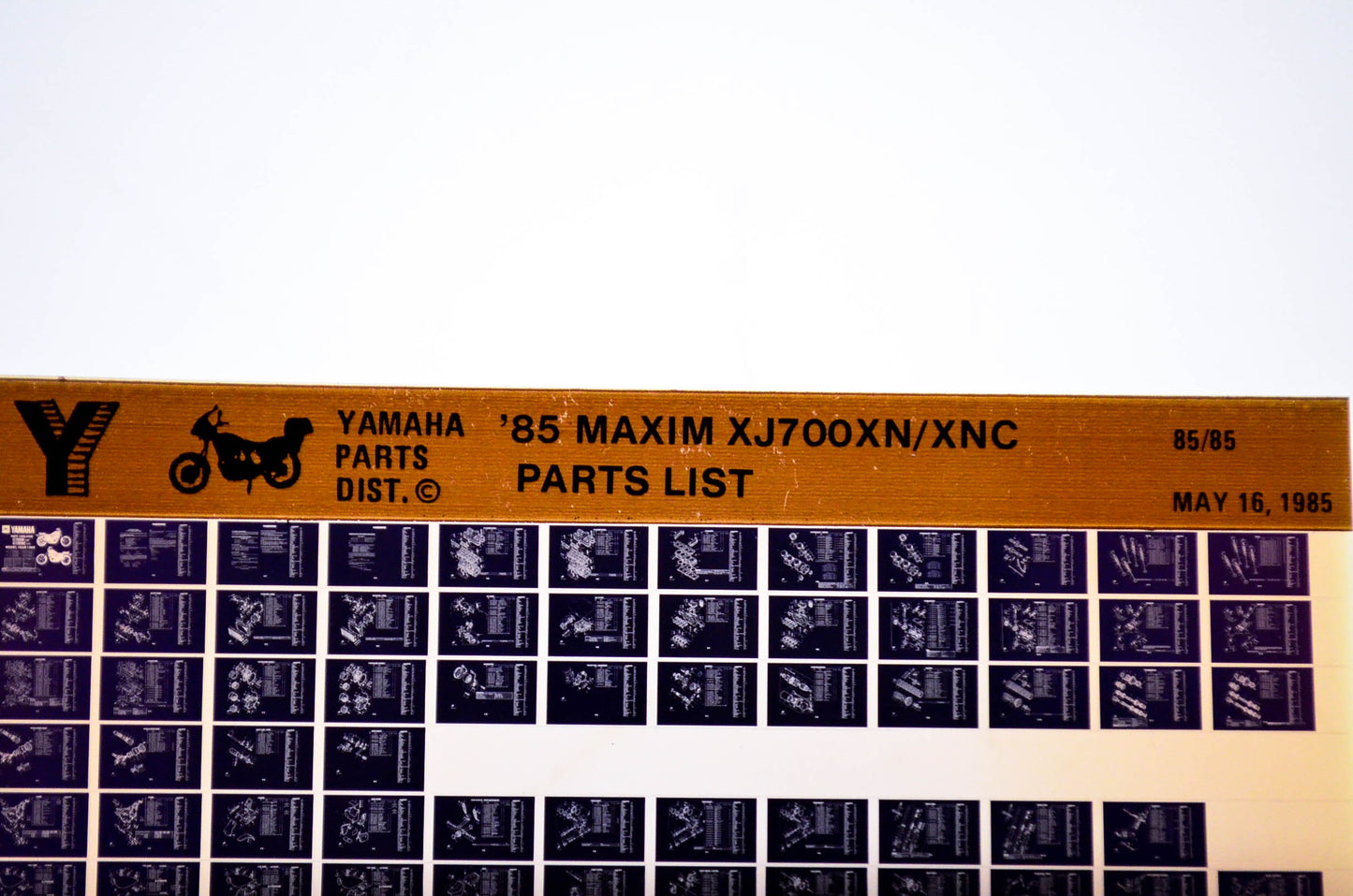 OEM Yamaha XJ700XN/XNC 1985/May 16 '85 Maxim Parts List Microfiche