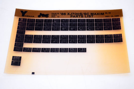 OEM Yamaha XJ700S/SC 1985/December 10 '86 Maxim Parts List Microfiche