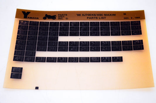 OEM Yamaha XJ700XS/XSC 1985/December 9 '86 Maxim Parts List Microfiche