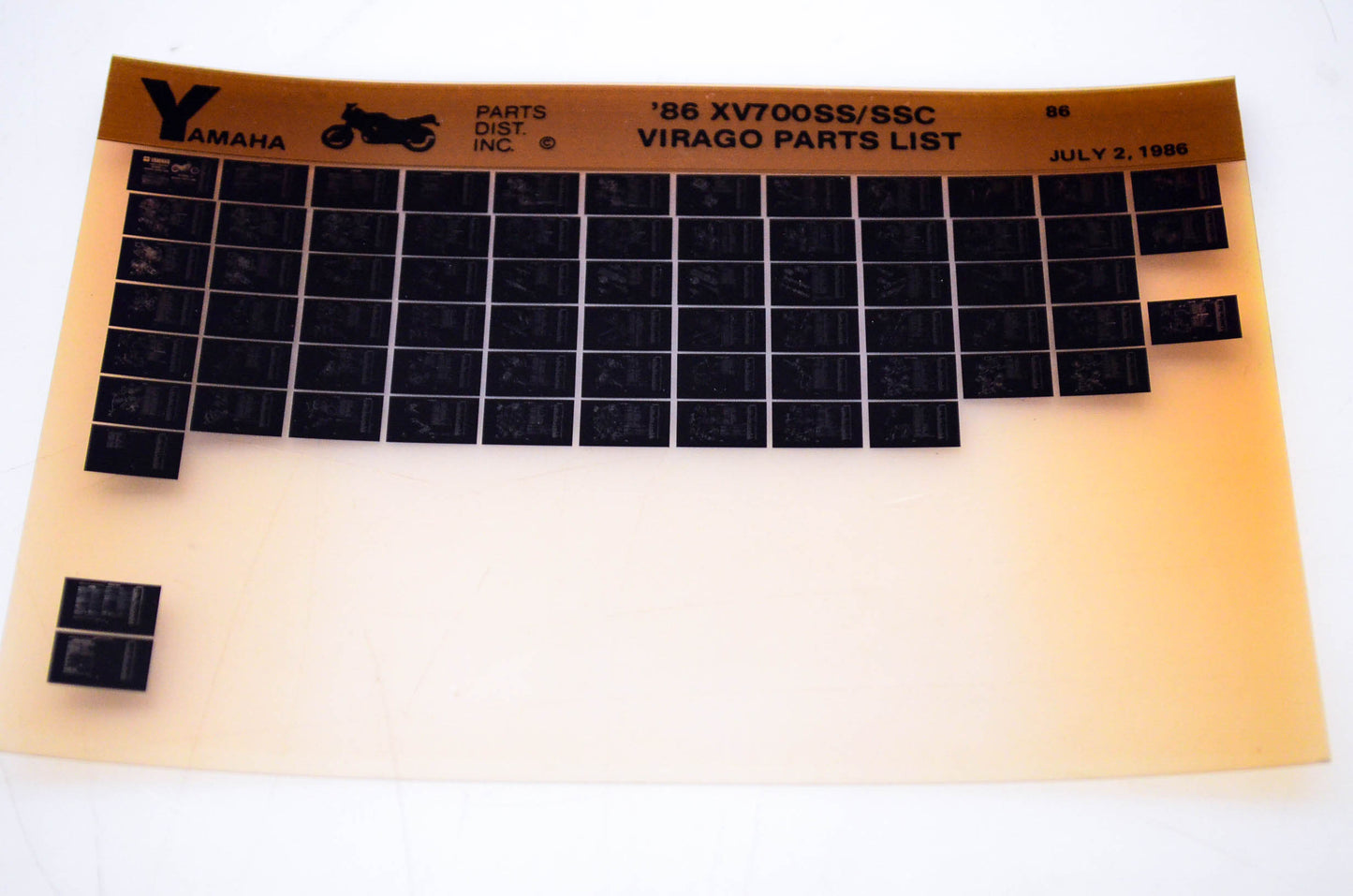 OEM Yamaha XV700SS/SSC 1986/July 2 '86 Virago Parts List Microfiche