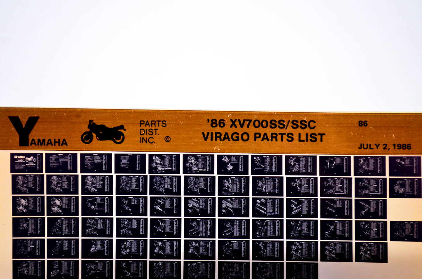 OEM Yamaha XV700SS/SSC 1986/July 2 '86 Virago Parts List Microfiche
