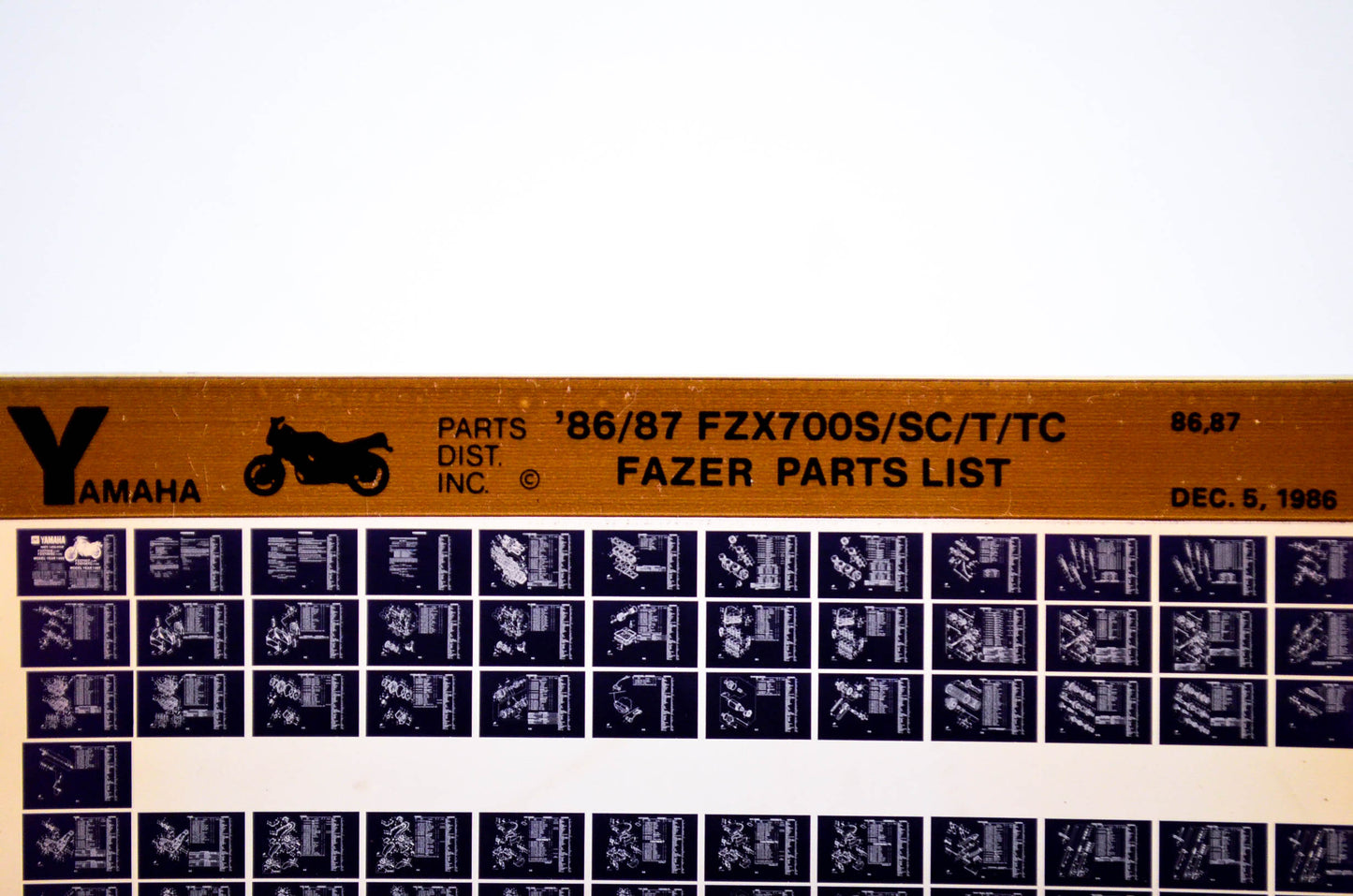 OEM Yamaha FZX700S/SC/T/TC 1986/December 5 '86 - '87 Fazer Parts List Microfiche