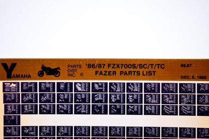 OEM Yamaha FZX700S/SC/T/TC 1986/December 5 '86 - '87 Fazer Parts List Microfiche