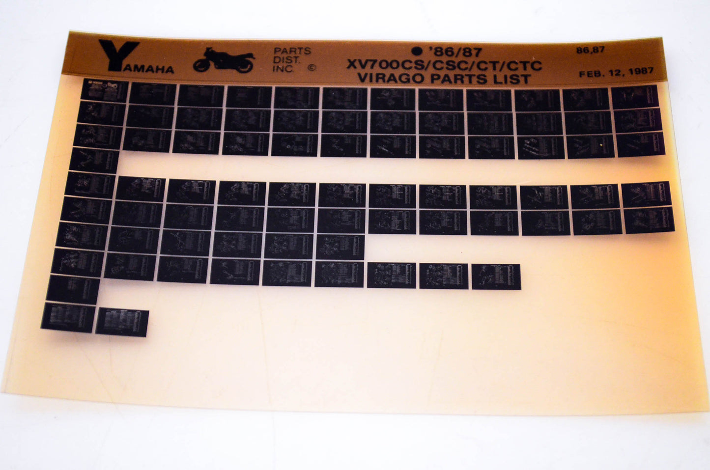 OEM Yamaha XV700CS/CSC/CT/CTC 1987/Feb '86 - '87 Virago Parts List Microfiche