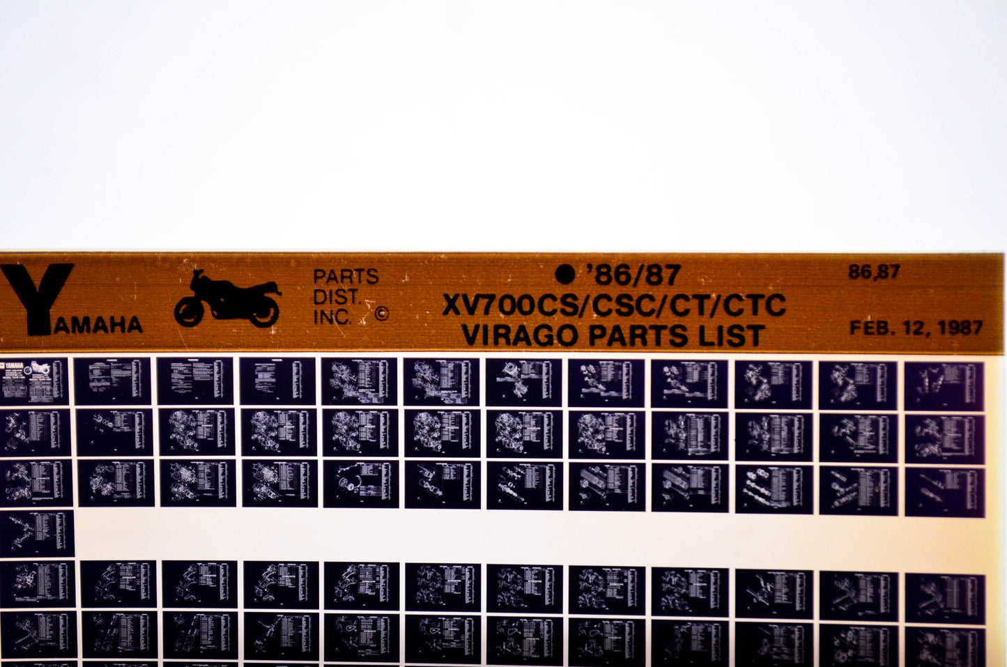 OEM Yamaha XV700CS/CSC/CT/CTC 1987/Feb '86 - '87 Virago Parts List Microfiche