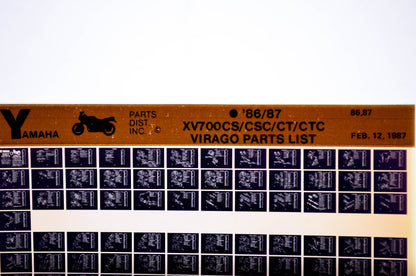 OEM Yamaha XV700CS/CSC/CT/CTC 1987/Feb '86 - '87 Virago Parts List Microfiche