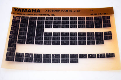 OEM Yamaha XS750SF 1983/April 27 '79 Parts List Microfiche