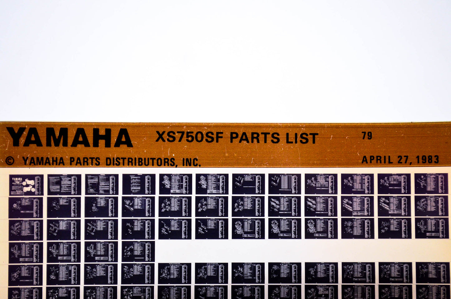 OEM Yamaha XS750SF 1983/April 27 '79 Parts List Microfiche