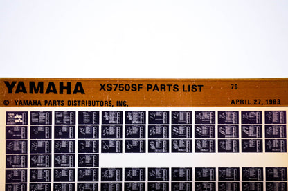 OEM Yamaha XS750SF 1983/April 27 '79 Parts List Microfiche