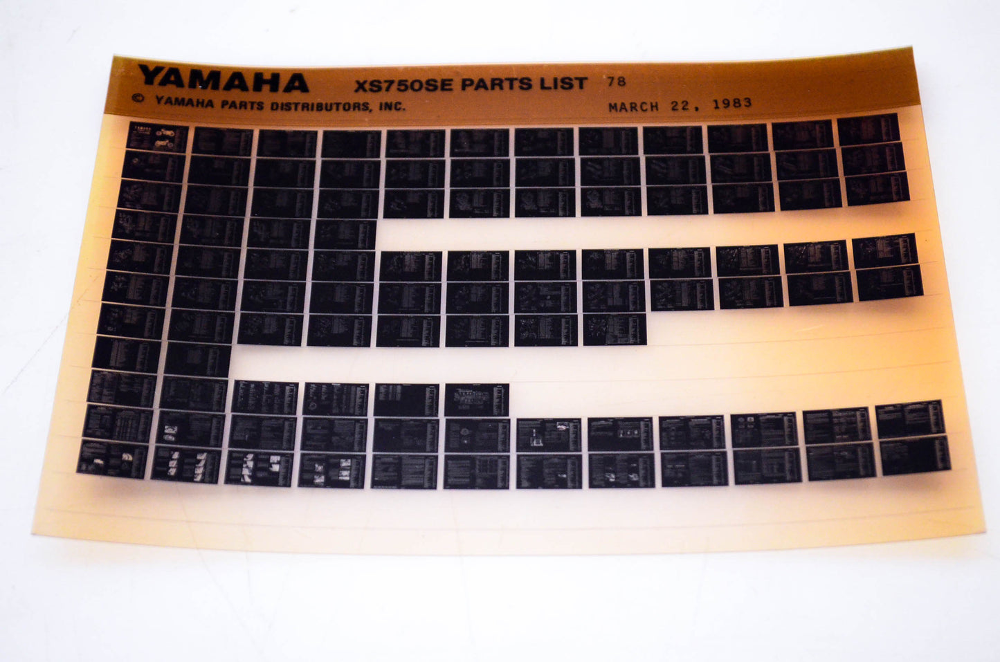 OEM Yamaha XS750SE 1983/March 22 '78 Parts List Microfiche