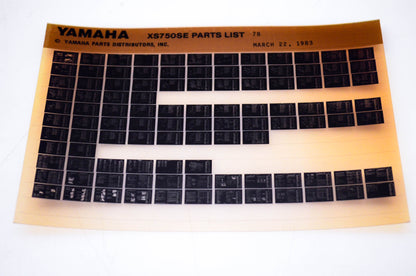 OEM Yamaha XS750SE 1983/March 22 '78 Parts List Microfiche