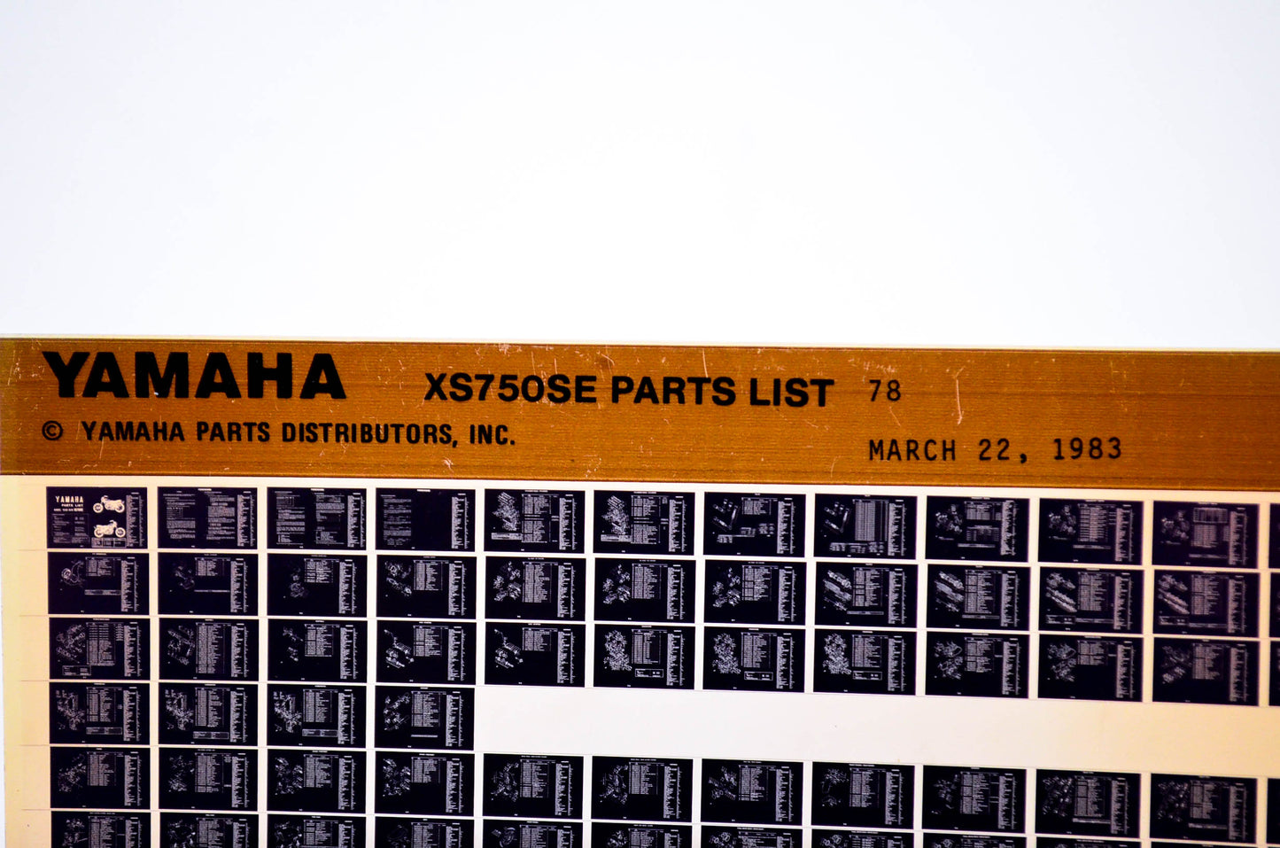 OEM Yamaha XS750SE 1983/March 22 '78 Parts List Microfiche