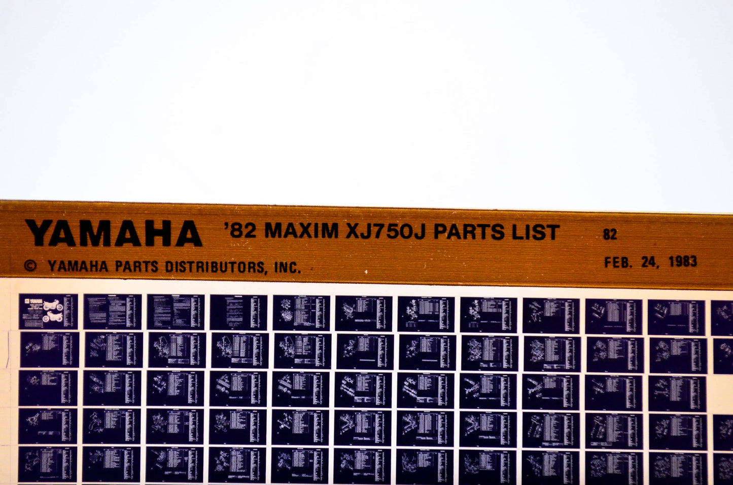 OEM Yamaha XJ750J 1983/February 24 '82 Maxim Parts List Microfiche