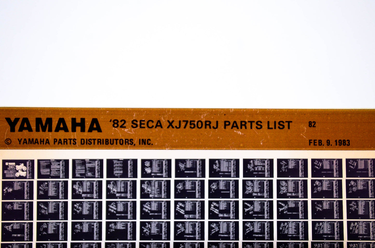 OEM Yamaha XJ750RJ 1983/February 9 '82 Seca Parts List Microfiche
