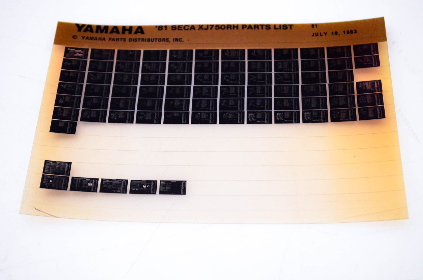 OEM Yamaha XJ750RH 1983/July 19 '81 Seca Parts List Microfiche
