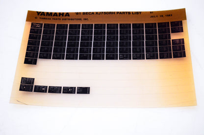 OEM Yamaha XJ750RH 1983/July 19 '81 Seca Parts List Microfiche