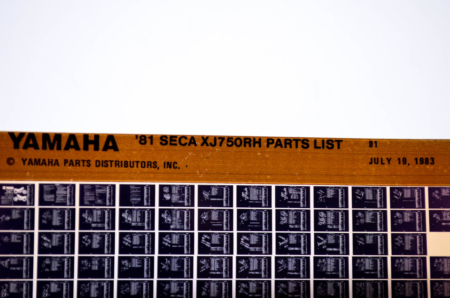 OEM Yamaha XJ750RH 1983/July 19 '81 Seca Parts List Microfiche