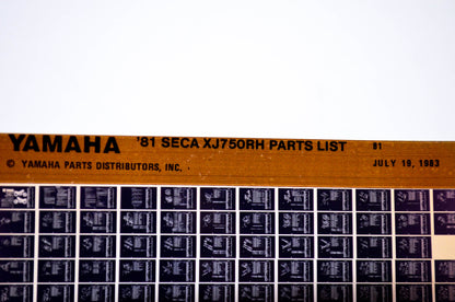 OEM Yamaha XJ750RH 1983/July 19 '81 Seca Parts List Microfiche