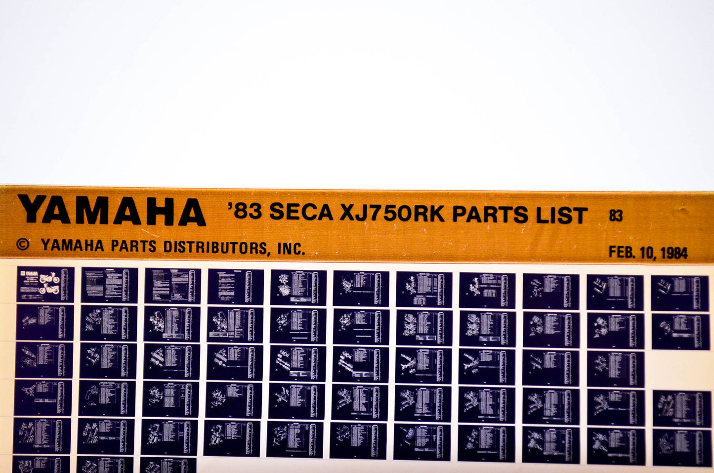 OEM Yamaha XJ750RK 1984/February 10 '83 Seca Parts List Microfiche