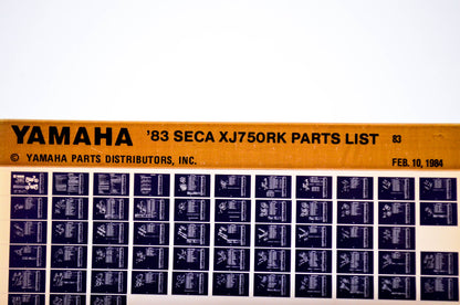 OEM Yamaha XJ750RK 1984/February 10 '83 Seca Parts List Microfiche